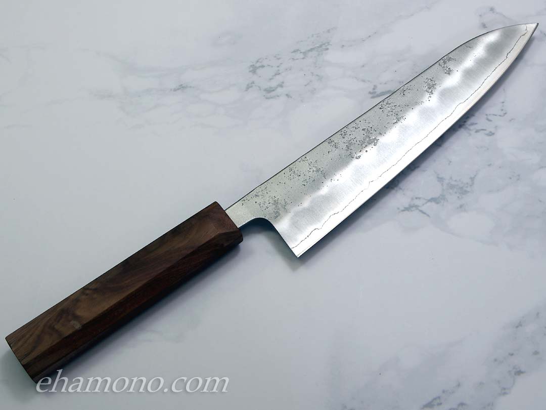 銀三鋼割込 和牛刀210 梨地 胡桃（くるみ）柄