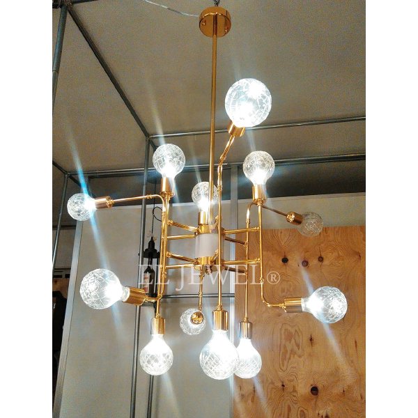 ミッドセンチュリースタイル ペンダントライト ゴールド 12灯（W670