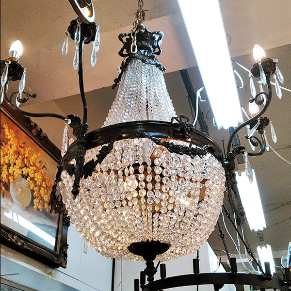 TIEF】フランス製アールヌーボー様式エンパイア型シャンデリア8灯