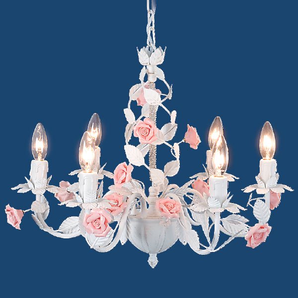 アンティーク調ピンクローズ・シャンデリア 6灯(φ580×H520mm) | EL JEWEL