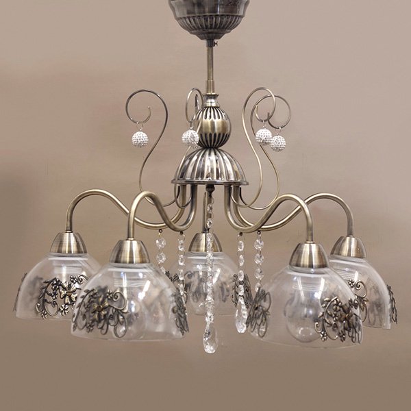 クラシカルシーリングランプ5灯「プリシラ」・アンティークブロンズ