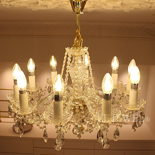 Preciosa】最高級クリスタルシャンデリア 10灯 ゴールド(W630×H440mm