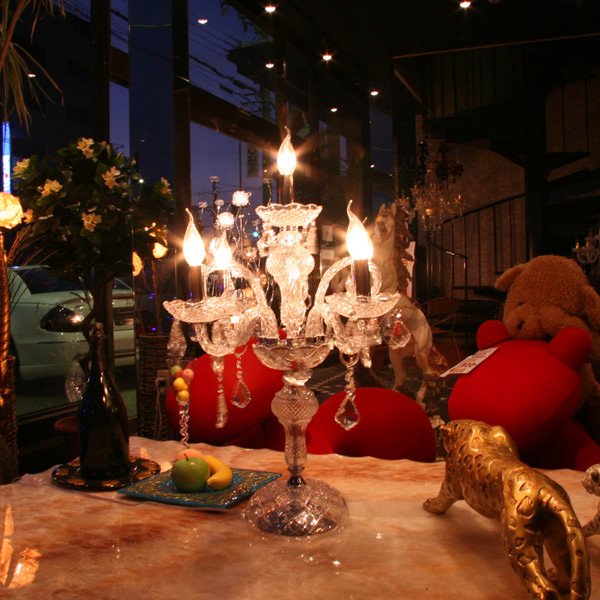 クリスタルガラス製シャンデリア スタンドタイプ5灯 クローム(W520