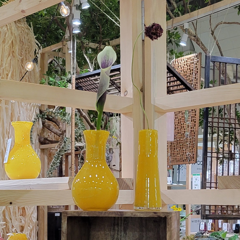 DGガラスアクビーH16.5 イエロー | ガラスの花瓶・花器 | 花の資材通販