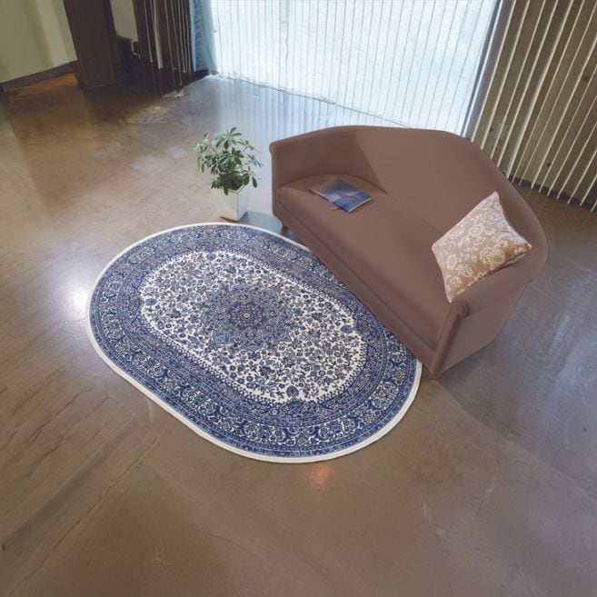 日本製 抗菌防臭モケット織カーペット 楕円形 130×185cm｜ファミリー