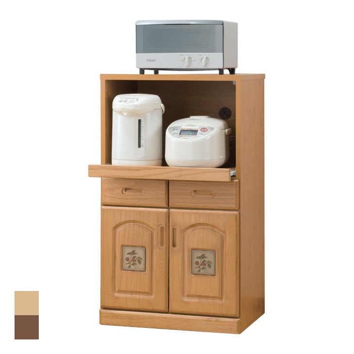 九州大川産 天然木タイル付レンジ台 ロータイプ｜ファミリー・ライフ