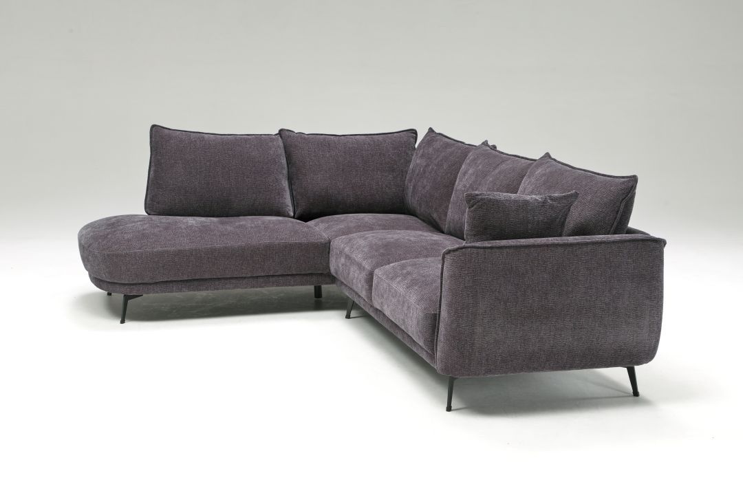 カウチソファ セレブ グレー・ライトブラウンファブリック 幅248cm