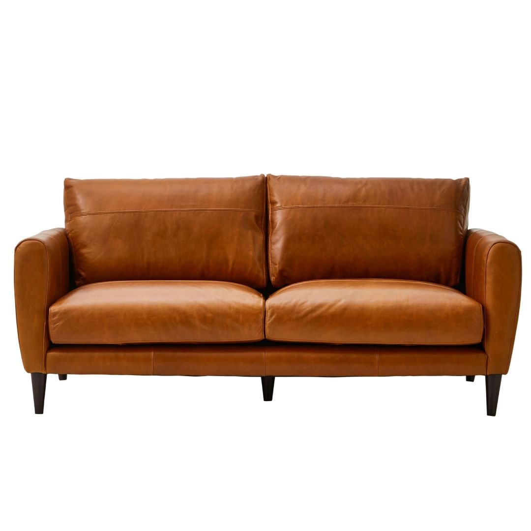 2.5人掛けソファ リッチ 本革 オイルレザー キャメル色 幅175cm