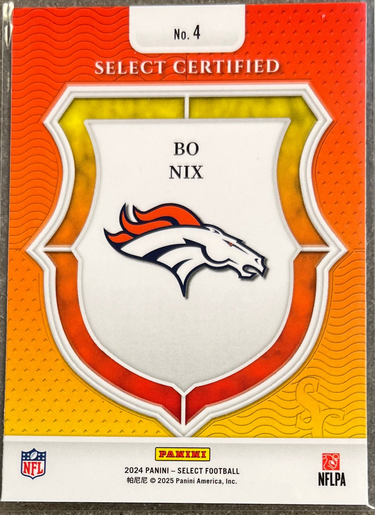 2024 Panini Select - Select Certified Rookies Bo Nix #4 (RAW)