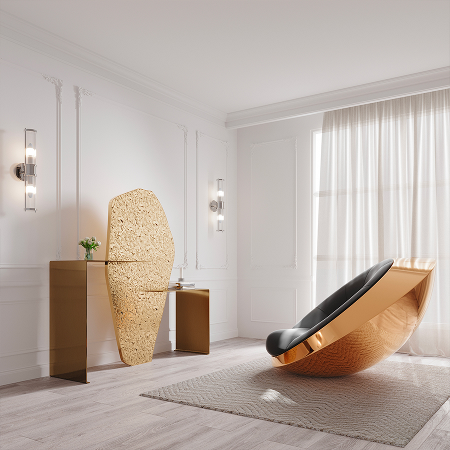 UFO Galvanic, the Rocking Chair with a chrome finish
