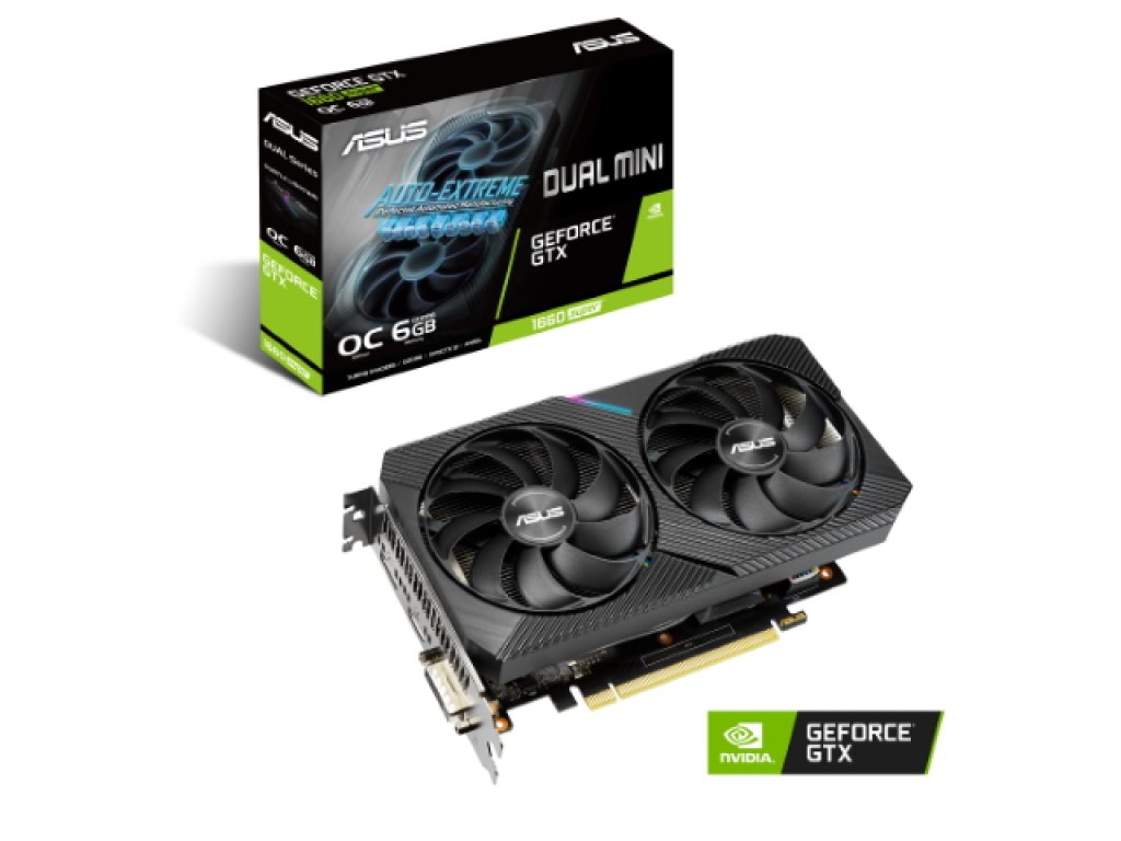 ASUS、ショートサイズ、2連ファン搭載セミファンレス仕様のGTX1660