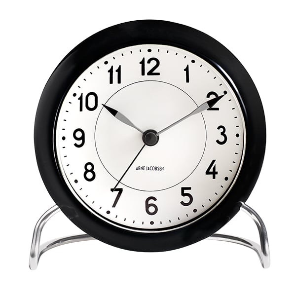 Arne Jacobsen AJ Station table clock with alarm, black | Finnish