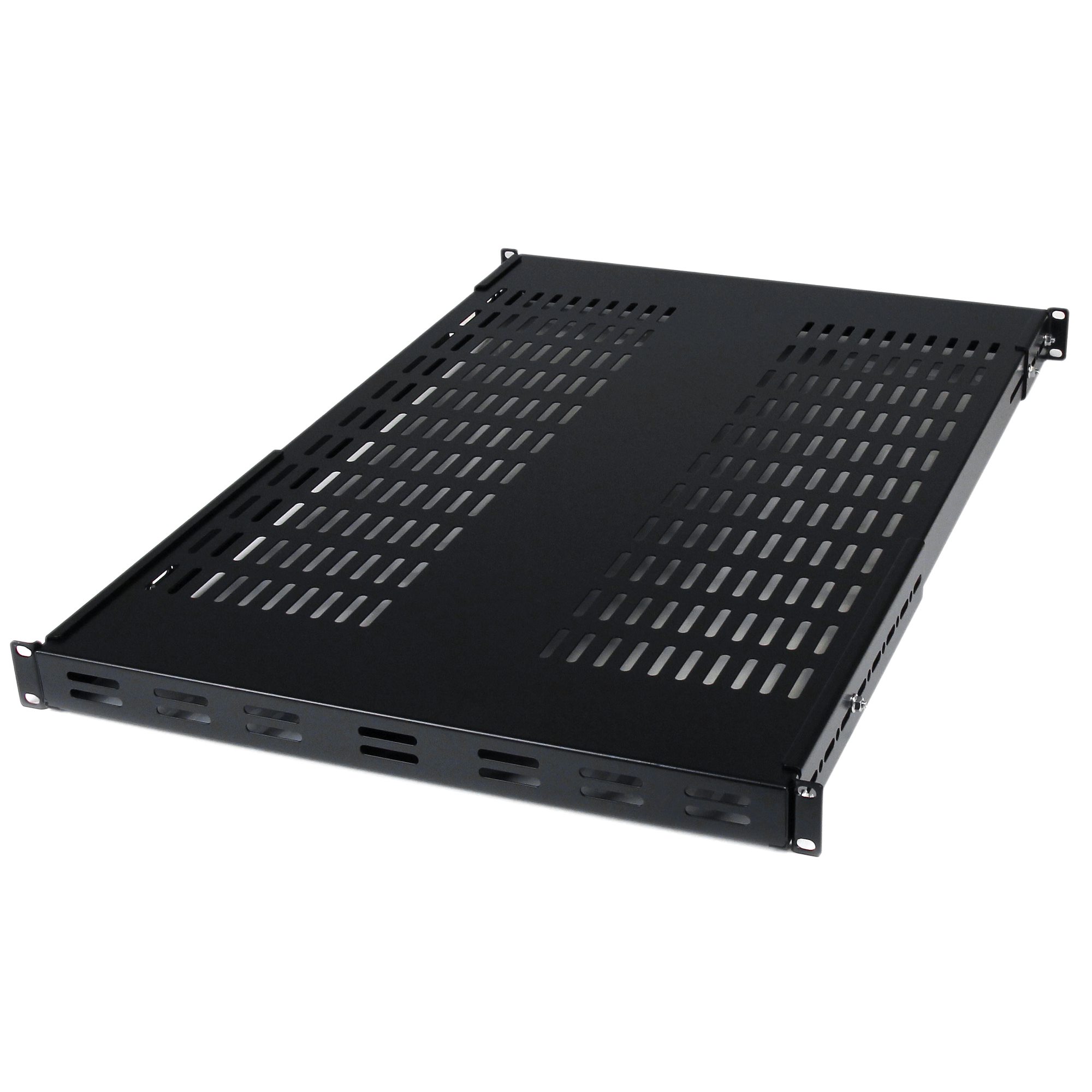 1U 調整可能な放熱スリット付サーバーラック棚板／耐荷重80kg／取付