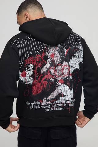 Hoodies & Sweatshirts | Oversized Angel Graphic Hoodie | boohooMAN