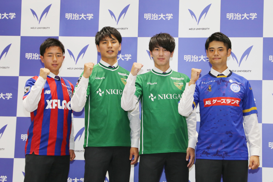 体育会サッカー部】4選手がJリーグへ！加入内定記者会見フォト