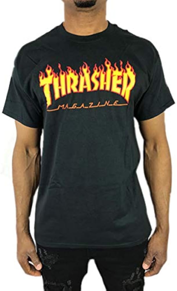 Amazon | THRASHER スラッシャー Tシャツ フレイム ロゴ 黒 ブラック