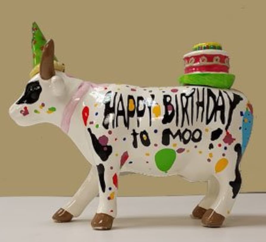 Amazon.co.jp: カウ パレード 置物 オブジェ 牛 ハッピーバースデー