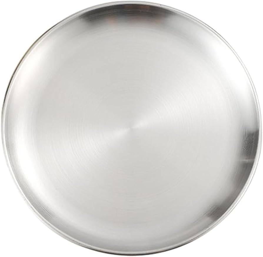 Amazon｜トレイステンレス 丸型 シルバー お盆 丸盆 お盆 カフェトレー