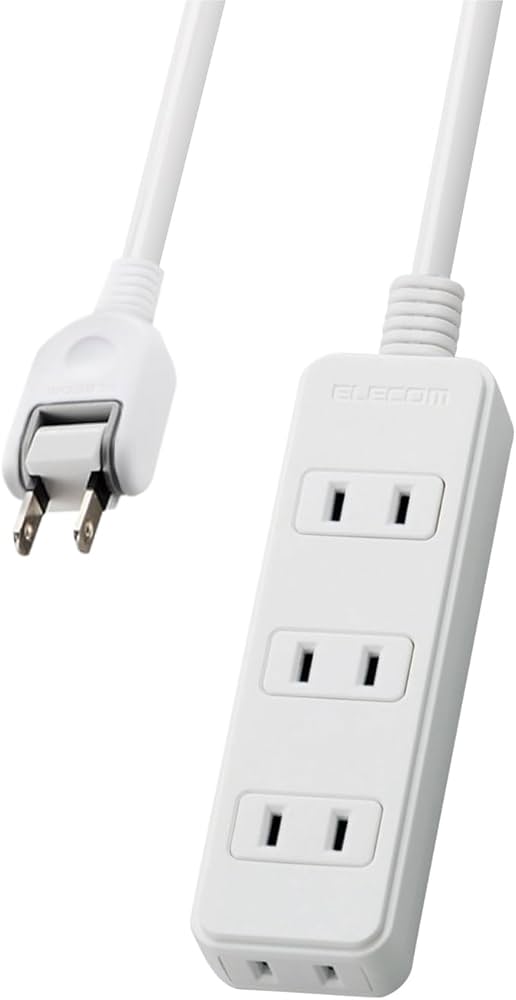 Amazon.co.jp: エレコム 電源タップ 4個口 3m ホワイト T-S02N-2430WH
