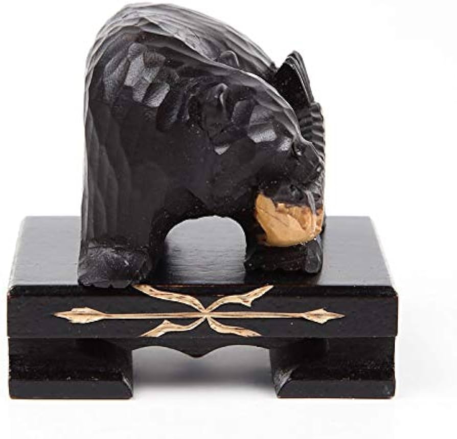 Amazon.co.jp: 木彫りの熊 鮭喰い熊 小 台付き : ホーム＆キッチン