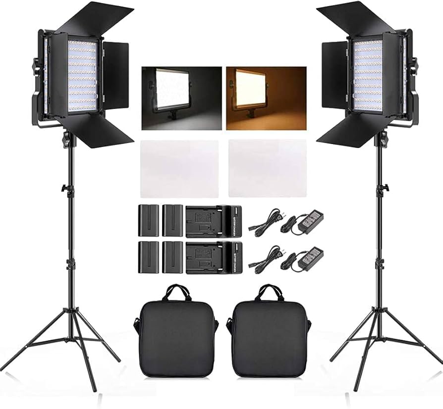 Amazon | FOSITAN 撮影用ライト 200LED 照明 撮影ライト 2色暖・白光