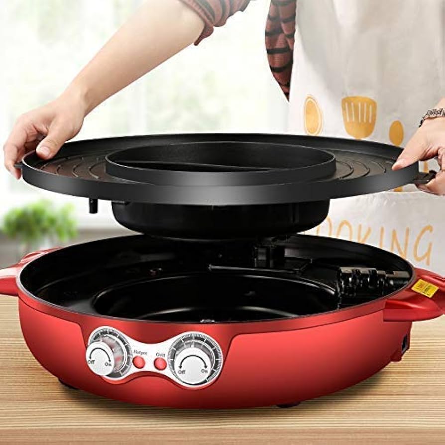 Amazon.co.jp : 電気バーベキューグリル屋内ホットポット2-In-1電気