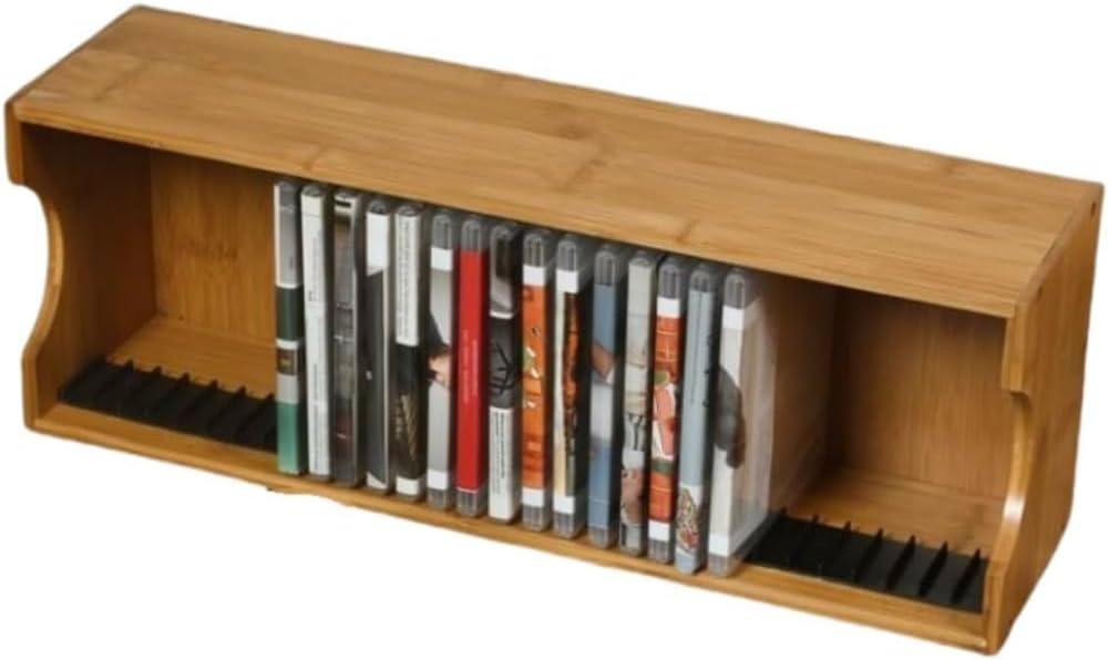 Amazon.co.jp: Guyyelt 収納ラック、竹製CDラック、C 55.5×14.5×20cm