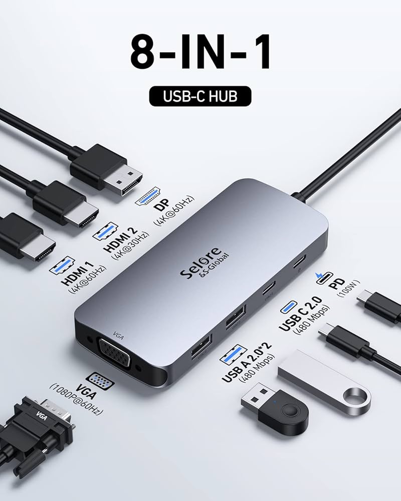 Amazon | 【2つHDMI＋DP＋VGA 4画面拡張】USB C ハブ ドッキング