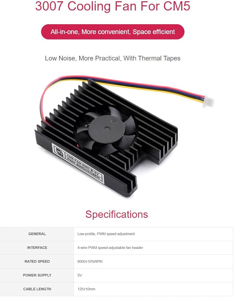 Amazon.co.jp: Raspberry Pi Compute Module 5用冷却ファン、CM5