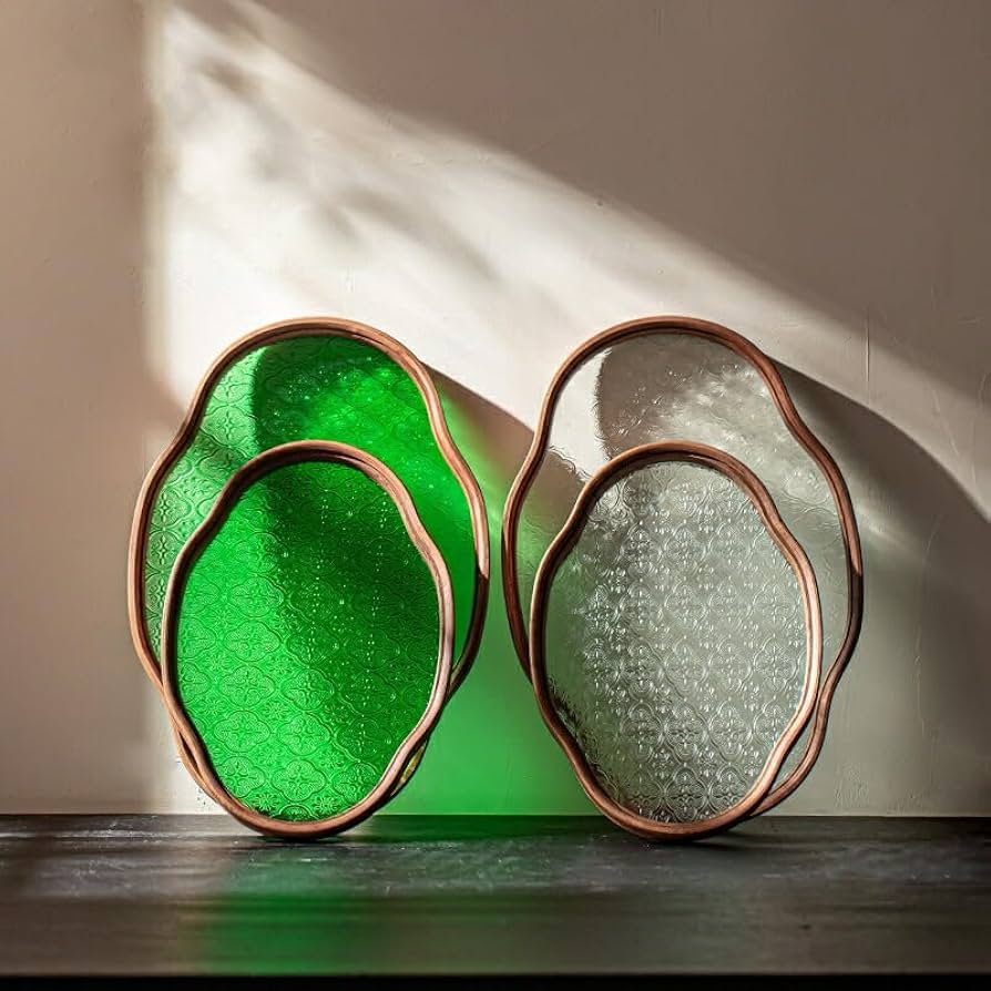 Amazon.co.jp: IwaiLoft「シノワズリ・レトロ」フローラガラス トレー