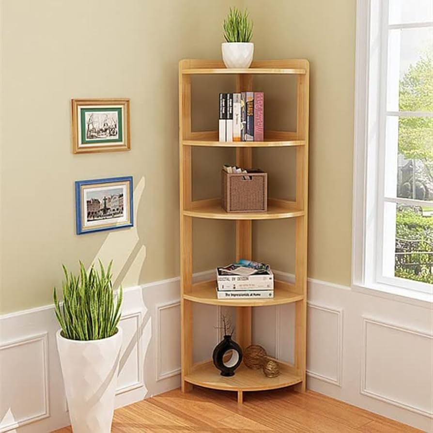 Amazon｜コーナーシェルフ 天然木製 三角コーナーウォールラック