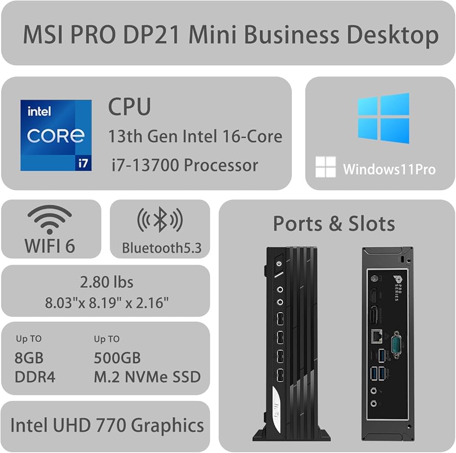 Amazon.com: msi PRO DP21 Mini Business Desktop, 13th Gen Intel 16