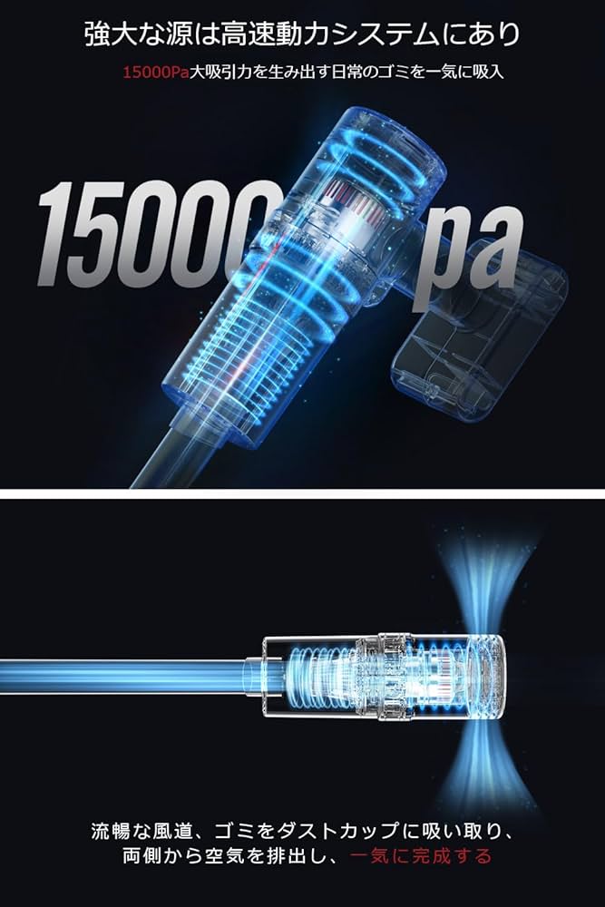 Amazon | 掃除機 コードレス 【2025革新版&15000pa 超強力吸引&ライト
