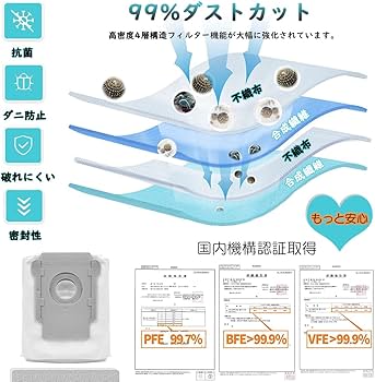 Amazon.co.jp: ルンバ用 紙パック E5/i7+/i3/S7/S9/S9+に対応（6枚