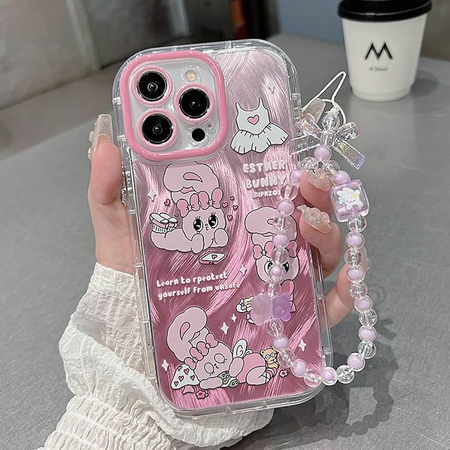 Amazon.co.jp: エスターバニーiPhoneケース+チェーンセット、ピンク