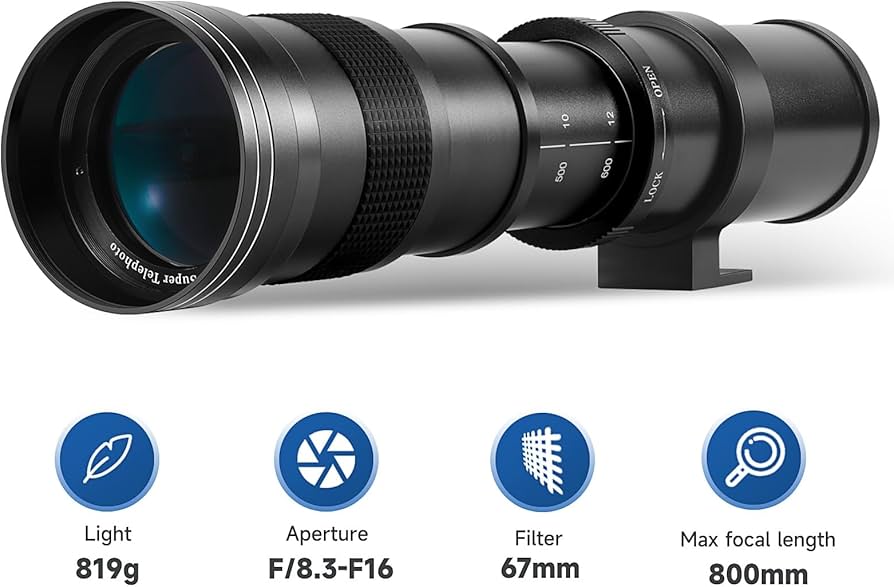 Amazon.com : JINTU 420-800mm f/ 8.3 Manual Telephoto Zoom Lens + T