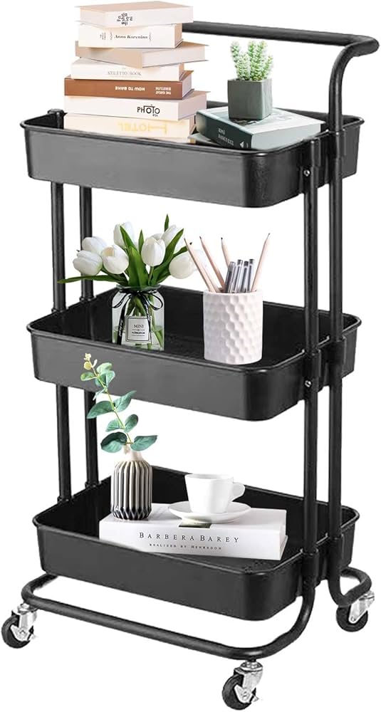 Amazon.co.jp: 収納カート キッチンワゴン キャスター付き 三段 耐荷重