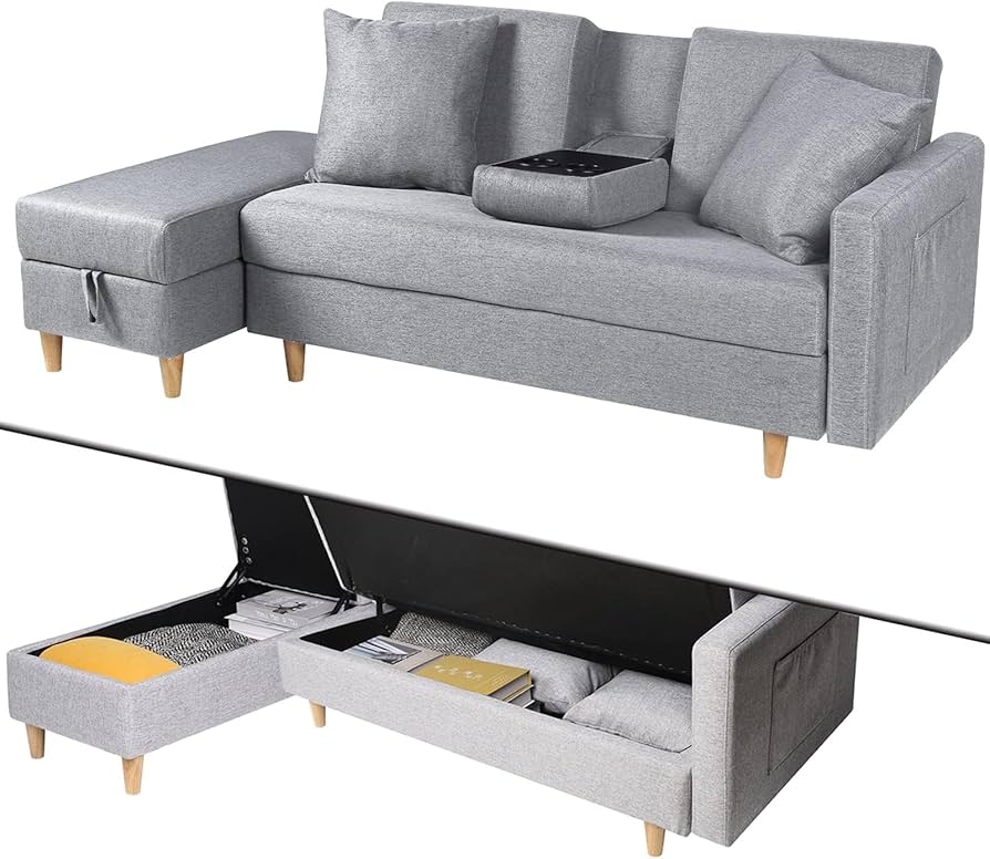 Amazon｜ソファー3人掛け ソファベッド 大容量 収納付き カウチ