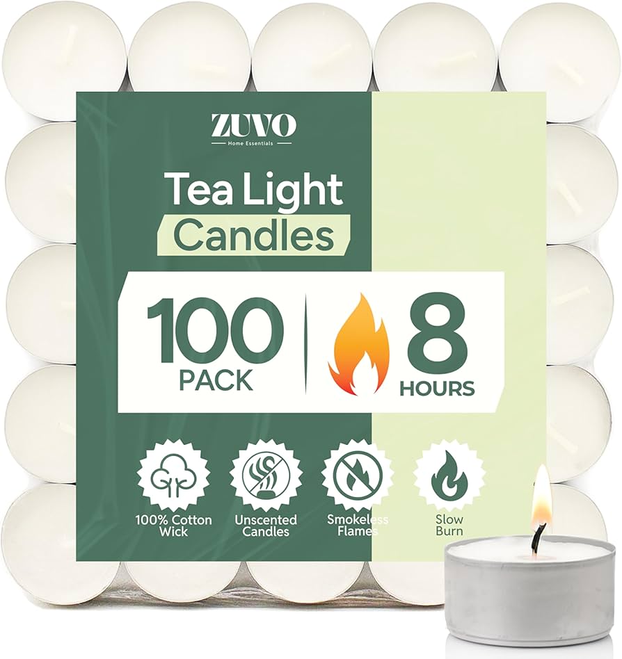 Amazon.com: 8 Hour Tea Lights Candles (100 Pack) - White Long