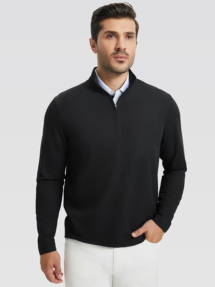 M MAELREG Mens Quarter Zip Pullover Dry Fit Mock Neck Long Sleeve