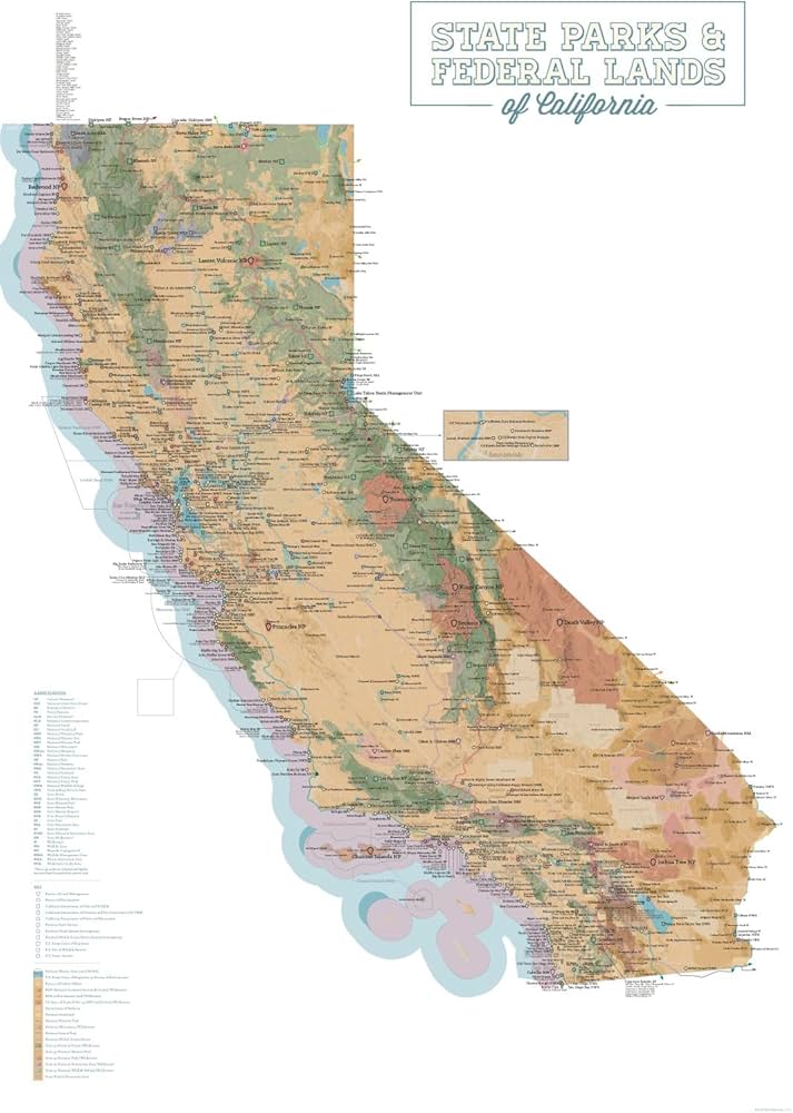 Amazon.co.jp: カリフォルニア州公園&連邦Landsマップ24 x 36ポスター