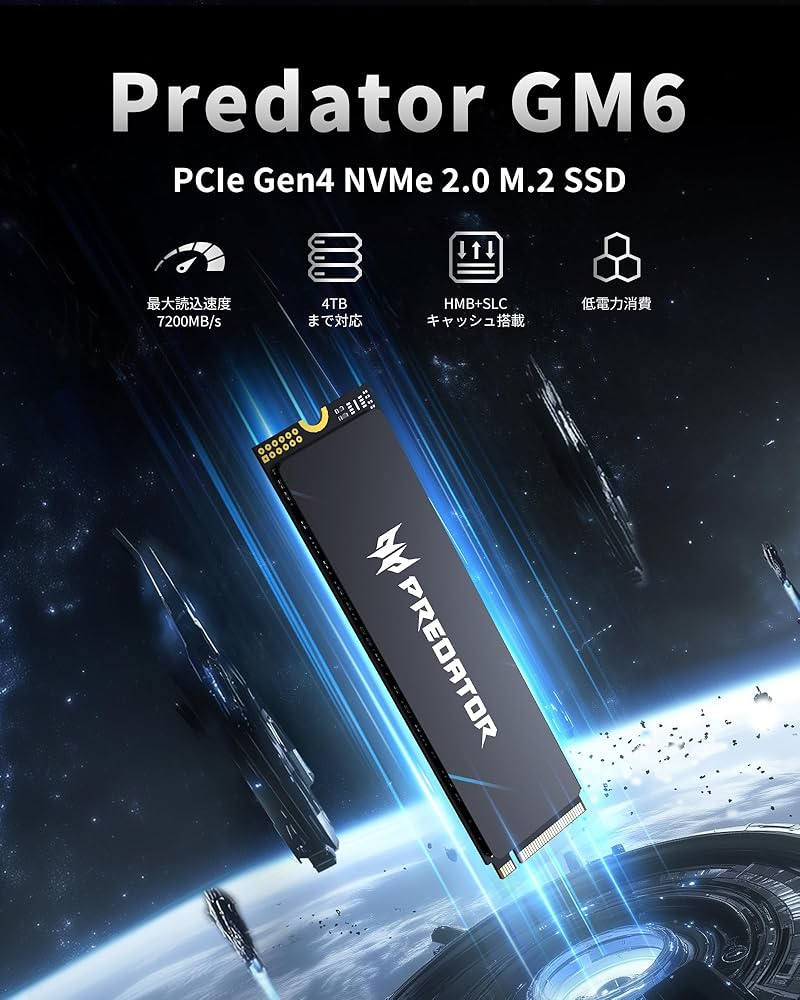 Amazon | Acer Predator M.2 SSD 1TB GM6 NVMe2.0 2280 PCIe Gen4×4 超