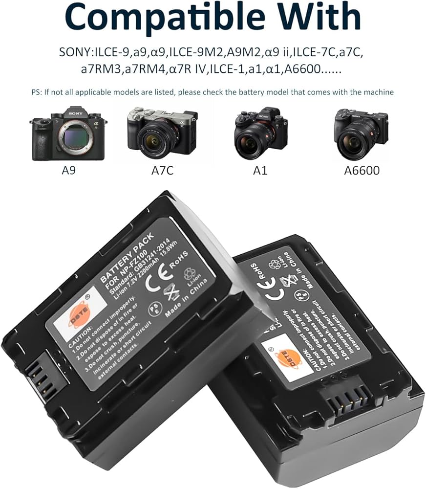 Amazon.com : DSTE 2-Pack NP-FZ100 Compatible with Sony FX3, FX30