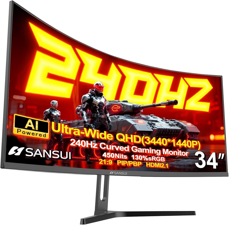 Amazon.com: SANSUI 34 Inch 240Hz Ultrawide Curved Gaming Monitor