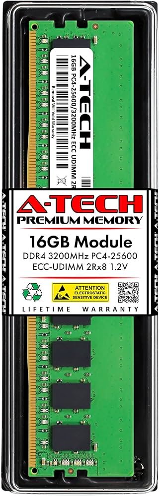 A-Tech Server 16GB DDR4 3200MHz PC4-25600 ECC UDIMM 2Rx8 Dual Rank