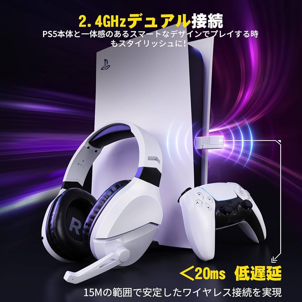 Amazon.co.jp: WolfLawS ゲーミングヘッドセット ワイヤレス 2.4G