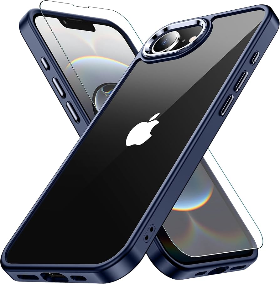 Amazon.co.jp: iPhone 16e/17e 用 ケース ブルー 耐衝撃 ガラス
