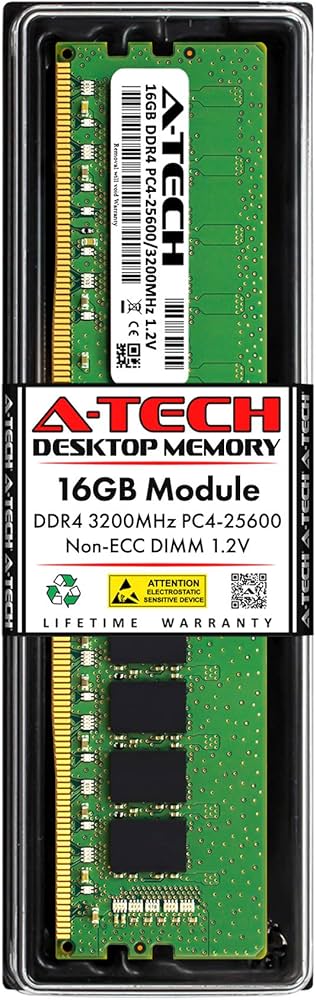 A-Tech 16GB DDR4 3200 MHz UDIMM PC4-25600 (PC4-3200AA) CL22 DIMM