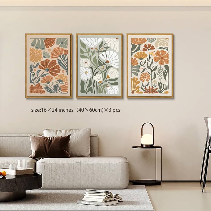 Amazon.com: KISSFOX Framed Canvas Wall Art Abstract Floral