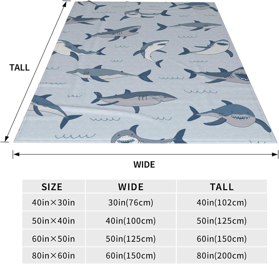 Amazon｜毛布 サメ 鮫柄 魚柄 ブランケット 厚手 76 X100cm フランネル